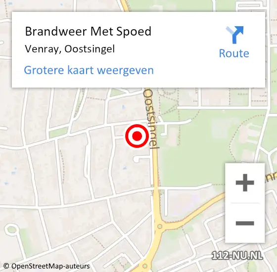 Locatie op kaart van de 112 melding: Brandweer Met Spoed Naar Venray, Oostsingel op 1 januari 2024 11:48