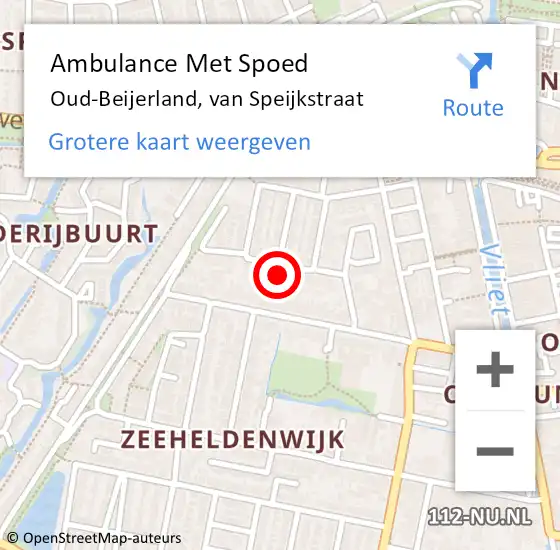 Locatie op kaart van de 112 melding: Ambulance Met Spoed Naar Oud-Beijerland, van Speijkstraat op 1 januari 2024 11:55