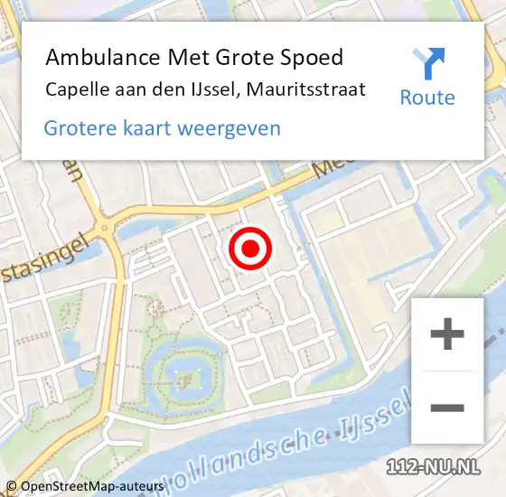 Locatie op kaart van de 112 melding: Ambulance Met Grote Spoed Naar Capelle aan den IJssel, Mauritsstraat op 1 januari 2024 12:40