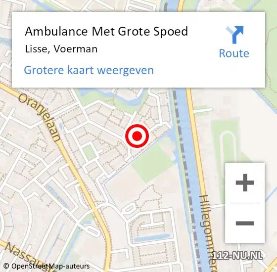 Locatie op kaart van de 112 melding: Ambulance Met Grote Spoed Naar Lisse, Voerman op 1 januari 2024 12:42