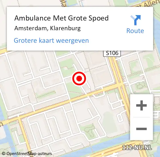 Locatie op kaart van de 112 melding: Ambulance Met Grote Spoed Naar Amsterdam, Klarenburg op 1 januari 2024 12:51