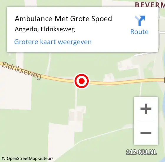 Locatie op kaart van de 112 melding: Ambulance Met Grote Spoed Naar Angerlo, Eldrikseweg op 20 september 2014 15:27