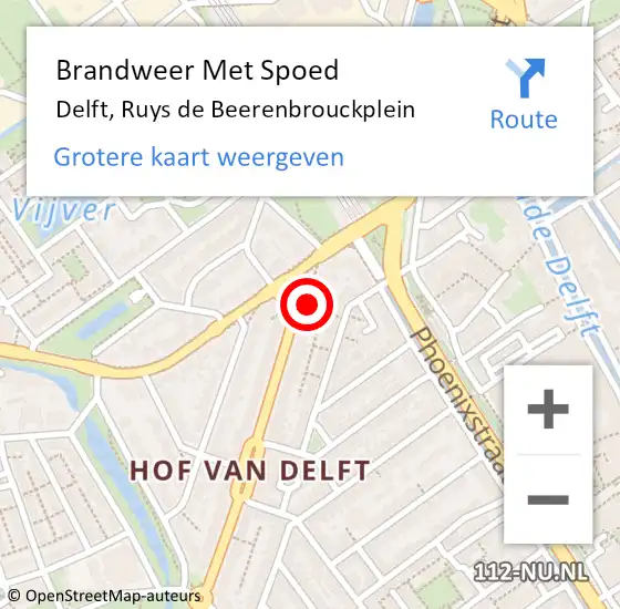 Locatie op kaart van de 112 melding: Brandweer Met Spoed Naar Delft, Ruys de Beerenbrouckplein op 1 januari 2024 12:57