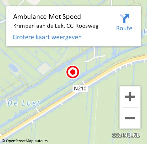 Locatie op kaart van de 112 melding: Ambulance Met Spoed Naar Krimpen aan de Lek, CG Roosweg op 1 januari 2024 13:20