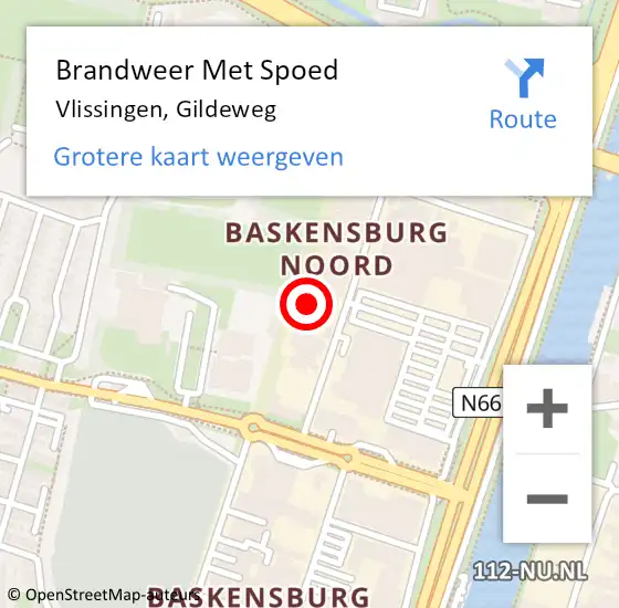 Locatie op kaart van de 112 melding: Brandweer Met Spoed Naar Vlissingen, Gildeweg op 1 januari 2024 13:30