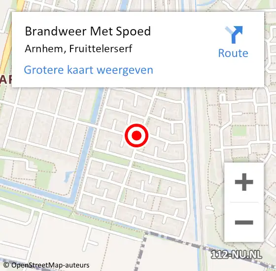 Locatie op kaart van de 112 melding: Brandweer Met Spoed Naar Arnhem, Fruittelerserf op 1 januari 2024 13:34