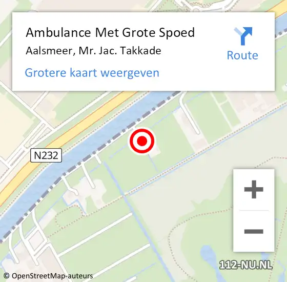 Locatie op kaart van de 112 melding: Ambulance Met Grote Spoed Naar Aalsmeer, Mr. Jac. Takkade op 1 januari 2024 13:35
