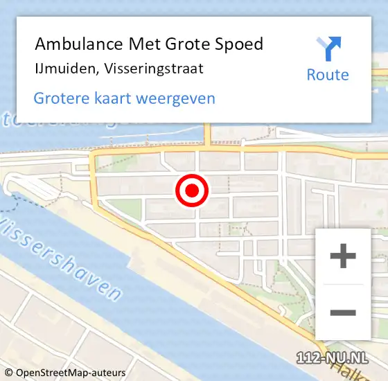 Locatie op kaart van de 112 melding: Ambulance Met Grote Spoed Naar IJmuiden, Visseringstraat op 1 januari 2024 13:43