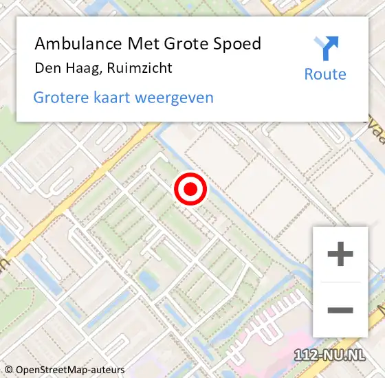 Locatie op kaart van de 112 melding: Ambulance Met Grote Spoed Naar Den Haag, Ruimzicht op 1 januari 2024 13:48