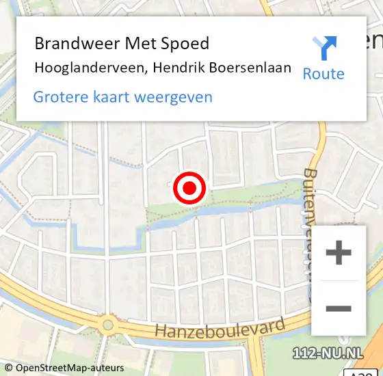 Locatie op kaart van de 112 melding: Brandweer Met Spoed Naar Hooglanderveen, Hendrik Boersenlaan op 1 januari 2024 13:53
