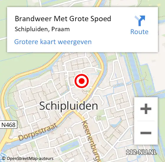 Locatie op kaart van de 112 melding: Brandweer Met Grote Spoed Naar Schipluiden, Praam op 1 januari 2024 13:57