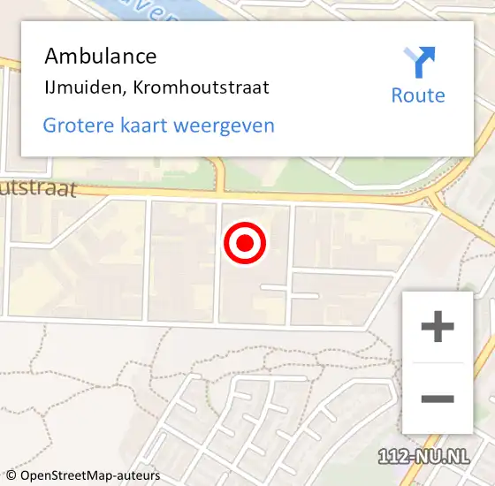 Locatie op kaart van de 112 melding: Ambulance IJmuiden, Kromhoutstraat op 1 januari 2024 14:00