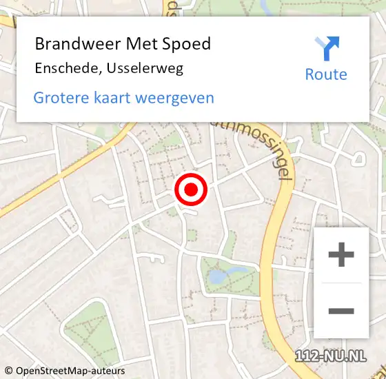 Locatie op kaart van de 112 melding: Brandweer Met Spoed Naar Enschede, Usselerweg op 1 januari 2024 14:07