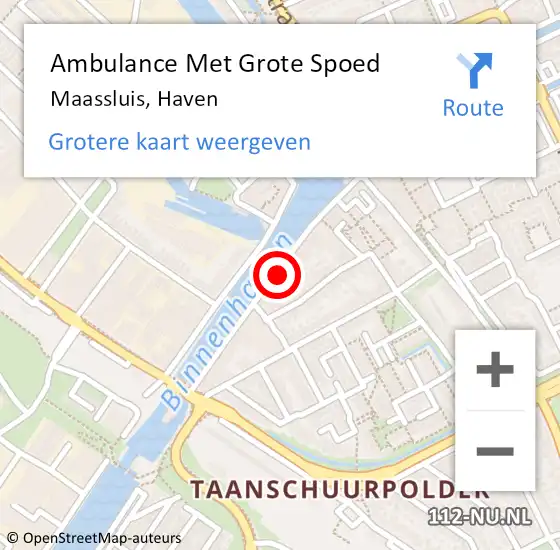Locatie op kaart van de 112 melding: Ambulance Met Grote Spoed Naar Maassluis, Haven op 1 januari 2024 14:24