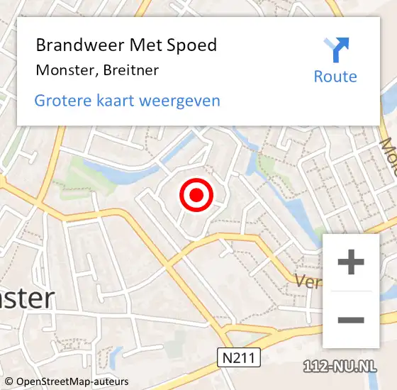 Locatie op kaart van de 112 melding: Brandweer Met Spoed Naar Monster, Breitner op 1 januari 2024 14:27