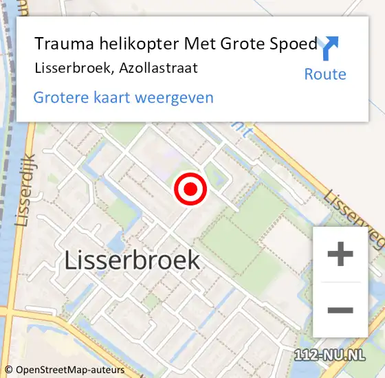 Locatie op kaart van de 112 melding: Trauma helikopter Met Grote Spoed Naar Lisserbroek, Azollastraat op 1 januari 2024 14:53