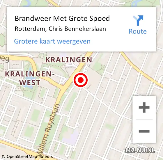 Locatie op kaart van de 112 melding: Brandweer Met Grote Spoed Naar Rotterdam, Chris Bennekerslaan op 1 januari 2024 15:11
