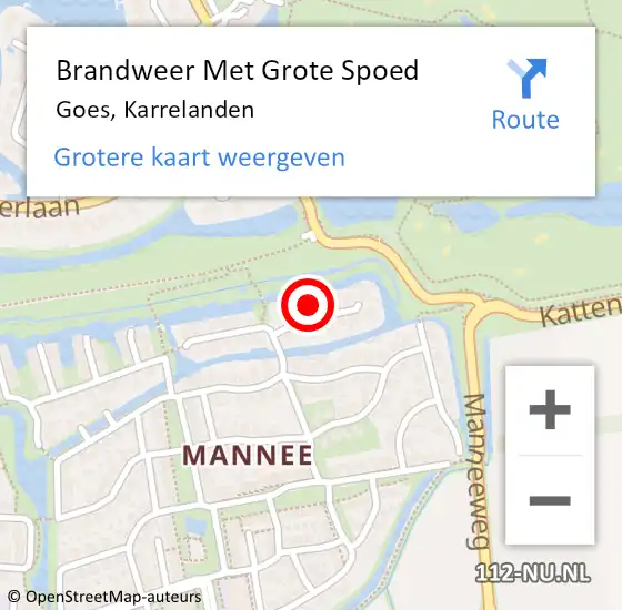 Locatie op kaart van de 112 melding: Brandweer Met Grote Spoed Naar Goes, Karrelanden op 1 januari 2024 15:43