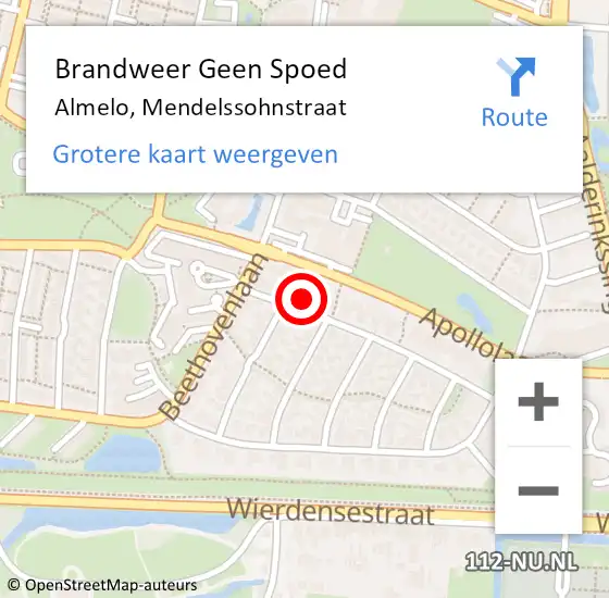 Locatie op kaart van de 112 melding: Brandweer Geen Spoed Naar Almelo, Mendelssohnstraat op 1 januari 2024 15:44