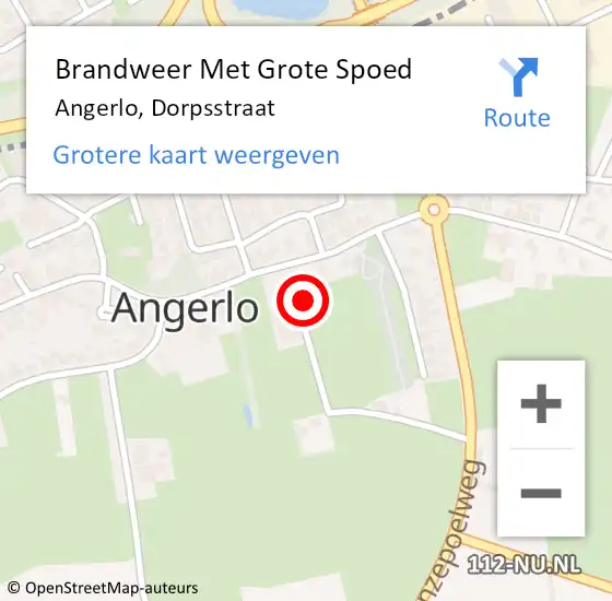 Locatie op kaart van de 112 melding: Brandweer Met Grote Spoed Naar Angerlo, Dorpsstraat op 20 september 2014 15:46