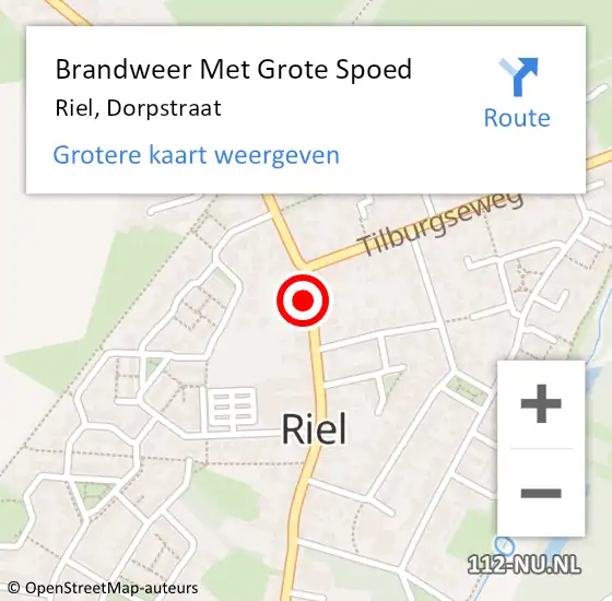 Locatie op kaart van de 112 melding: Brandweer Met Grote Spoed Naar Riel, Dorpstraat op 20 september 2014 15:46