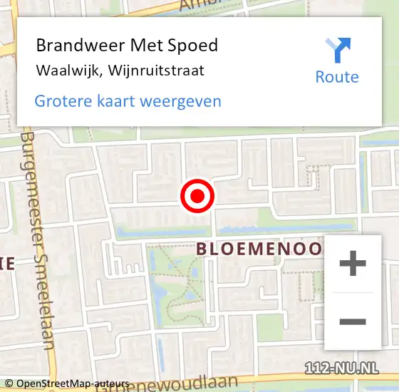 Locatie op kaart van de 112 melding: Brandweer Met Spoed Naar Waalwijk, Wijnruitstraat op 1 januari 2024 16:10