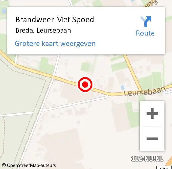 Locatie op kaart van de 112 melding: Brandweer Met Spoed Naar Breda, Leursebaan op 1 januari 2024 16:23