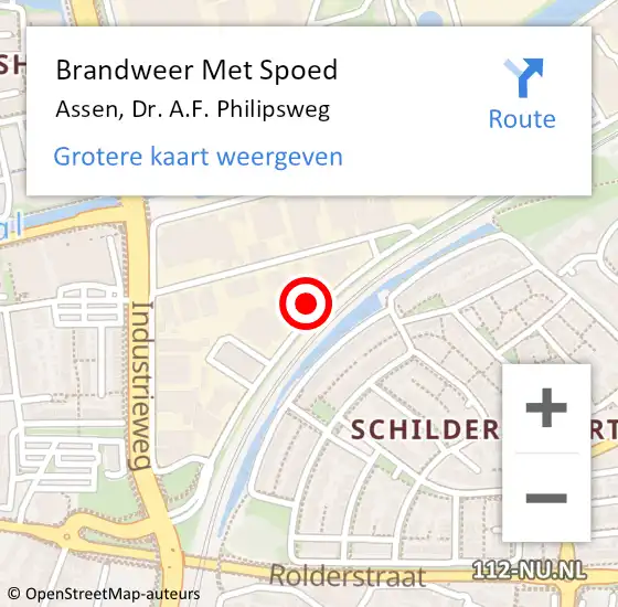 Locatie op kaart van de 112 melding: Brandweer Met Spoed Naar Assen, Dr. A.F. Philipsweg op 1 januari 2024 16:28