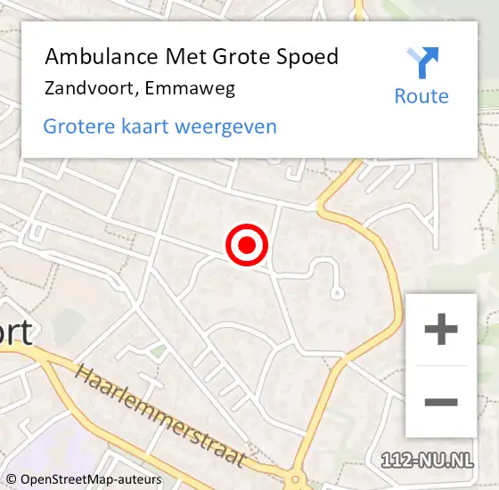 Locatie op kaart van de 112 melding: Ambulance Met Grote Spoed Naar Zandvoort, Emmaweg op 1 januari 2024 16:32