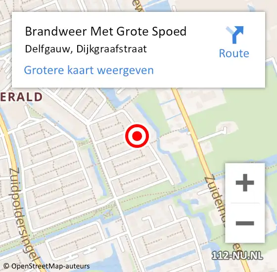 Locatie op kaart van de 112 melding: Brandweer Met Grote Spoed Naar Delfgauw, Dijkgraafstraat op 1 januari 2024 16:42