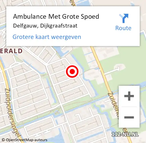 Locatie op kaart van de 112 melding: Ambulance Met Grote Spoed Naar Delfgauw, Dijkgraafstraat op 1 januari 2024 16:42