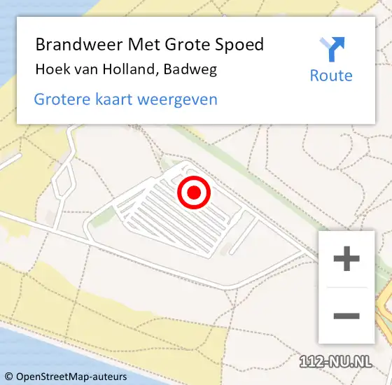 Locatie op kaart van de 112 melding: Brandweer Met Grote Spoed Naar Hoek van Holland, Badweg op 1 januari 2024 17:04