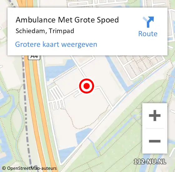 Locatie op kaart van de 112 melding: Ambulance Met Grote Spoed Naar Schiedam, Trimpad op 1 januari 2024 17:19