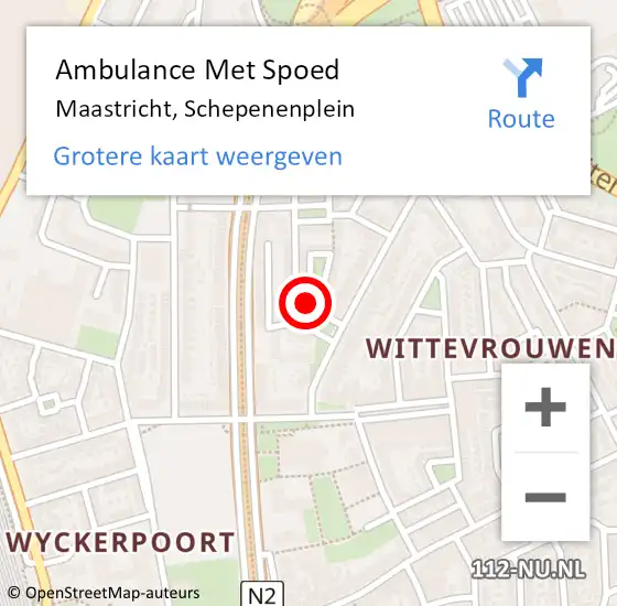 Locatie op kaart van de 112 melding: Ambulance Met Spoed Naar Maastricht, Schepenenplein op 1 januari 2024 17:20