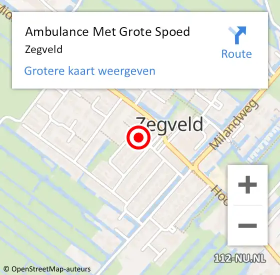 Locatie op kaart van de 112 melding: Ambulance Met Grote Spoed Naar Zegveld op 1 januari 2024 18:08