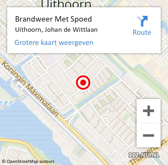 Locatie op kaart van de 112 melding: Brandweer Met Spoed Naar Uithoorn, Johan de Wittlaan op 1 januari 2024 18:15