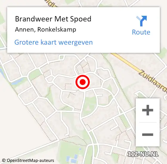 Locatie op kaart van de 112 melding: Brandweer Met Spoed Naar Annen, Ronkelskamp op 1 januari 2024 18:32