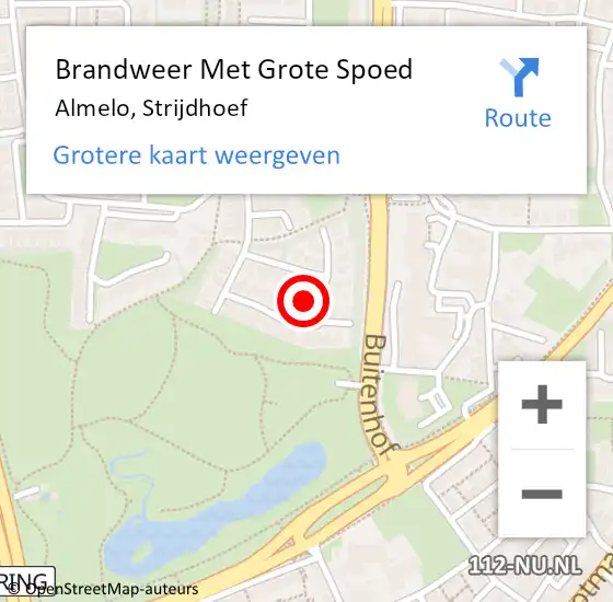 Locatie op kaart van de 112 melding: Brandweer Met Grote Spoed Naar Almelo, Strijdhoef op 1 januari 2024 18:50