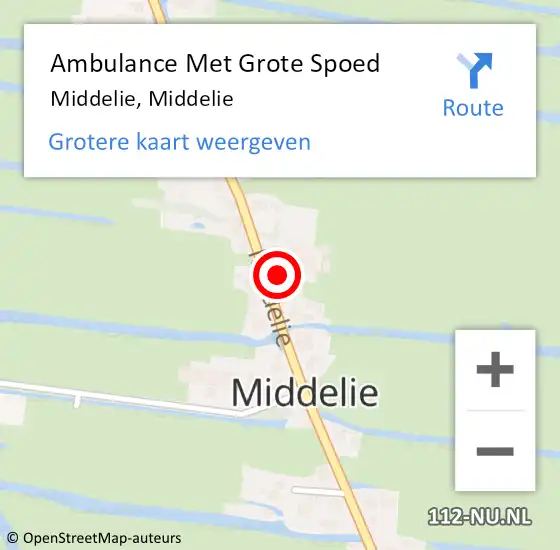 Locatie op kaart van de 112 melding: Ambulance Met Grote Spoed Naar Middelie, Middelie op 1 januari 2024 19:03