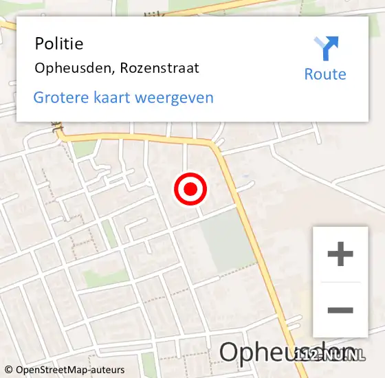 Locatie op kaart van de 112 melding: Politie Opheusden, Rozenstraat op 1 januari 2024 19:55