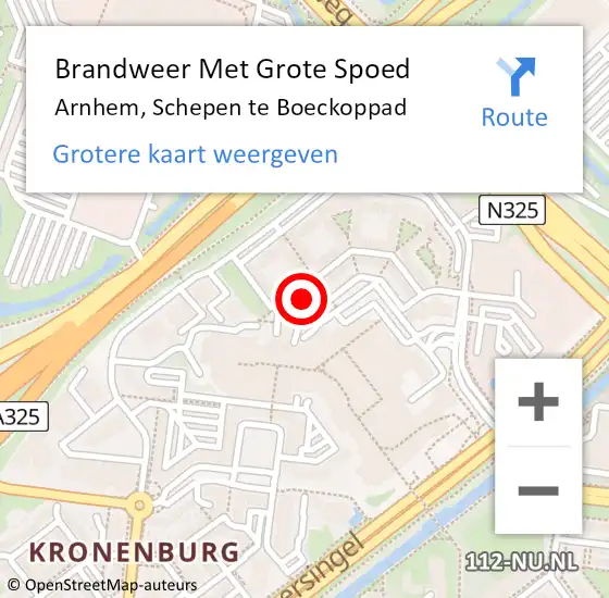 Locatie op kaart van de 112 melding: Brandweer Met Grote Spoed Naar Arnhem, Schepen te Boeckoppad op 1 januari 2024 19:58