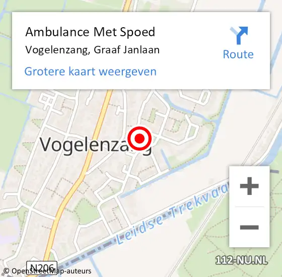 Locatie op kaart van de 112 melding: Ambulance Met Spoed Naar Vogelenzang, Graaf Janlaan op 1 januari 2024 20:01