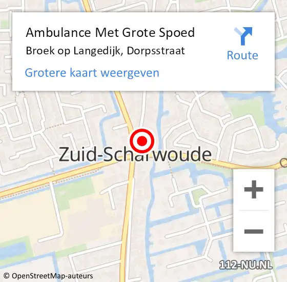 Locatie op kaart van de 112 melding: Ambulance Met Grote Spoed Naar Broek op Langedijk, Dorpsstraat op 1 januari 2024 20:01