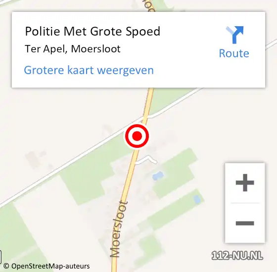 Locatie op kaart van de 112 melding: Politie Met Grote Spoed Naar Ter Apel, Moersloot op 1 januari 2024 20:03