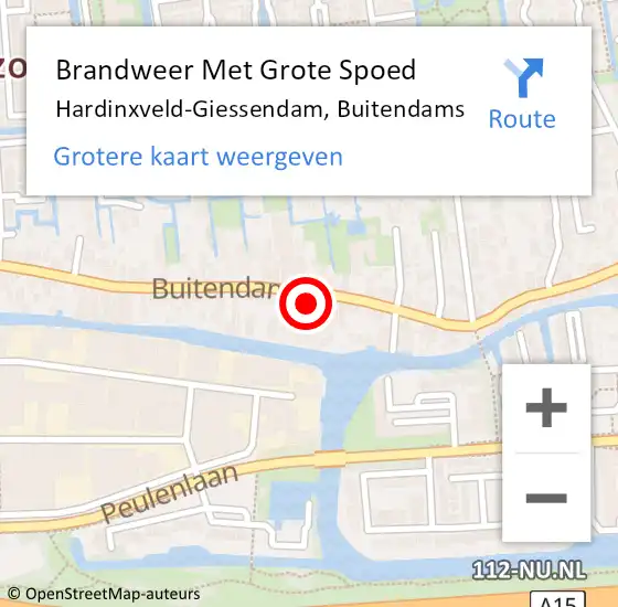 Locatie op kaart van de 112 melding: Brandweer Met Grote Spoed Naar Hardinxveld-Giessendam, Buitendams op 1 januari 2024 20:12
