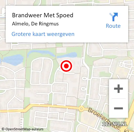 Locatie op kaart van de 112 melding: Brandweer Met Spoed Naar Almelo, De Ringmus op 1 januari 2024 20:18