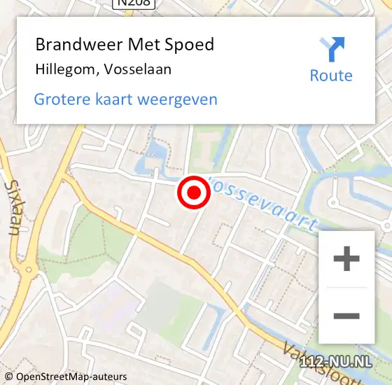 Locatie op kaart van de 112 melding: Brandweer Met Spoed Naar Hillegom, Vosselaan op 1 januari 2024 20:20