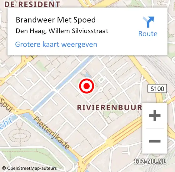 Locatie op kaart van de 112 melding: Brandweer Met Spoed Naar Den Haag, Willem Silviusstraat op 1 januari 2024 20:45