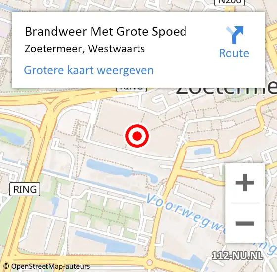 Locatie op kaart van de 112 melding: Brandweer Met Grote Spoed Naar Zoetermeer, Westwaarts op 1 januari 2024 20:48