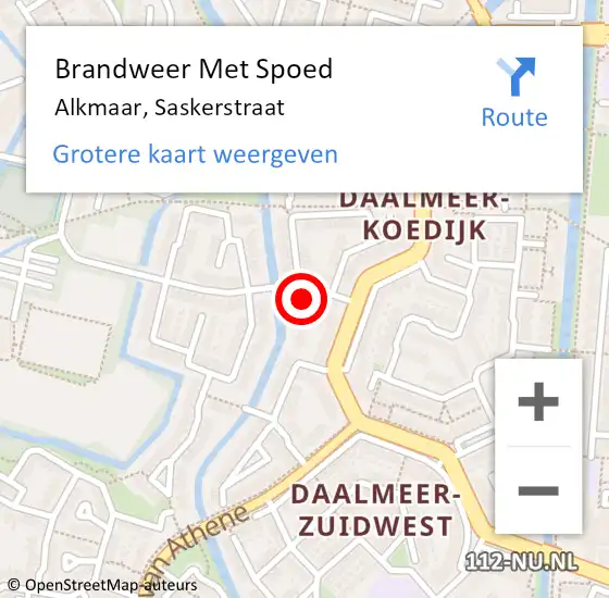 Locatie op kaart van de 112 melding: Brandweer Met Spoed Naar Alkmaar, Saskerstraat op 1 januari 2024 20:57